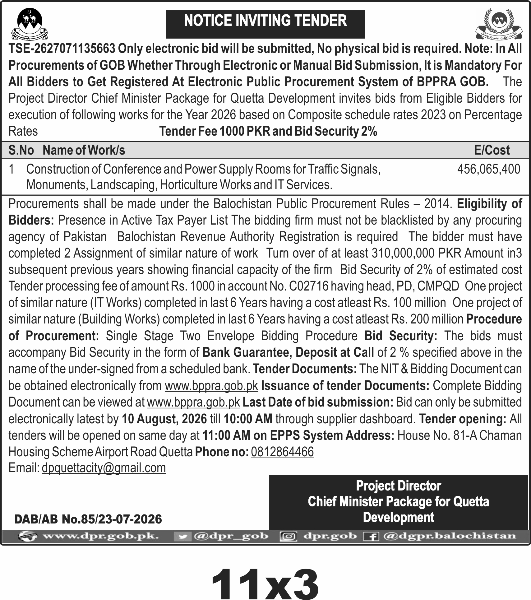 Notice Inviting Tender