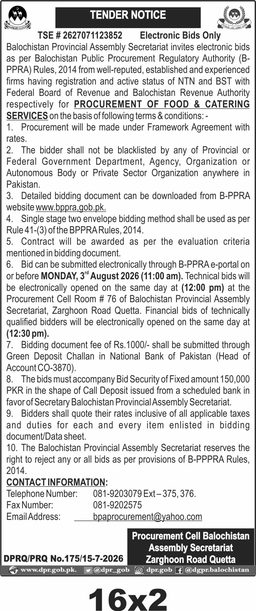 Tender Notice