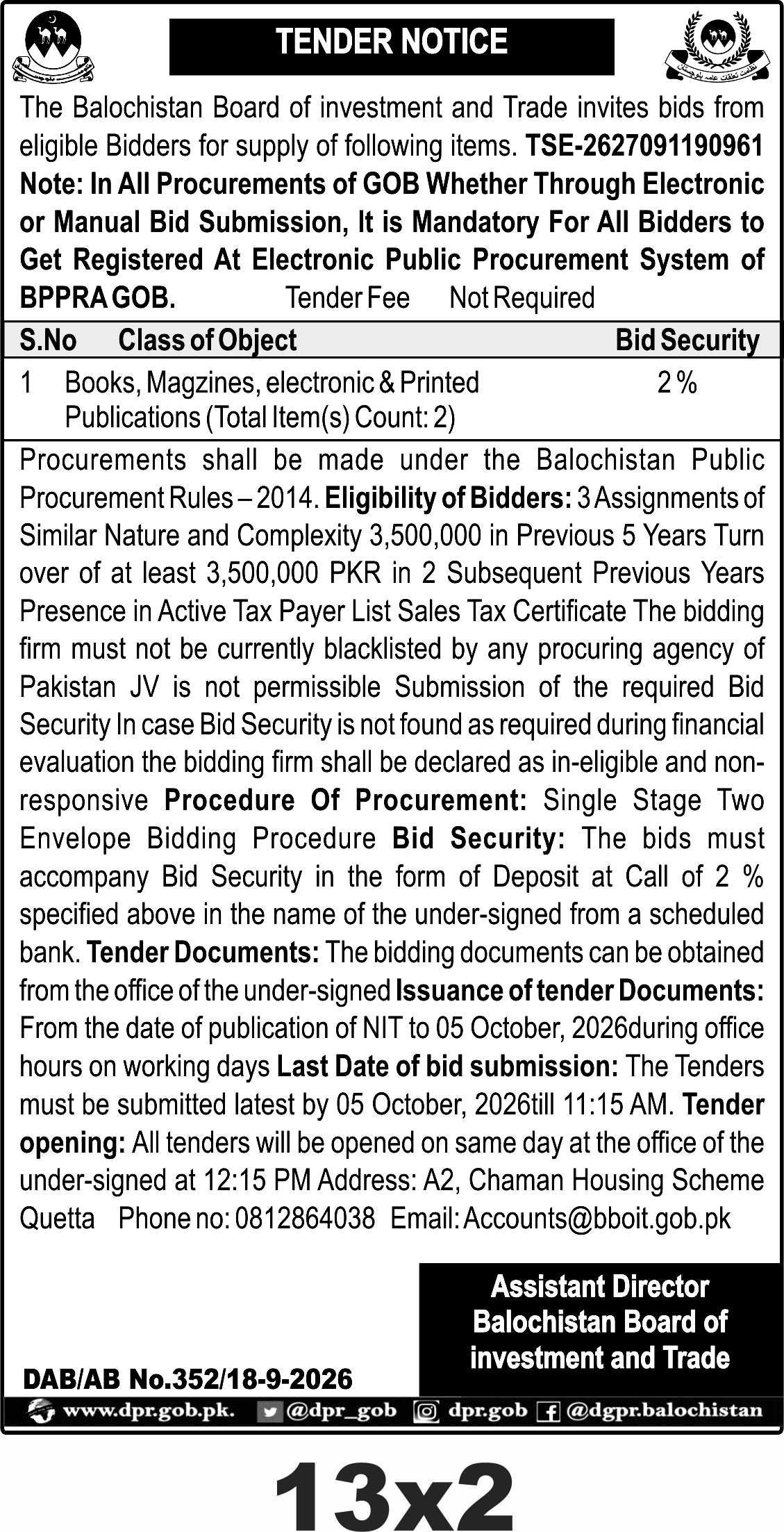 Tender Notice