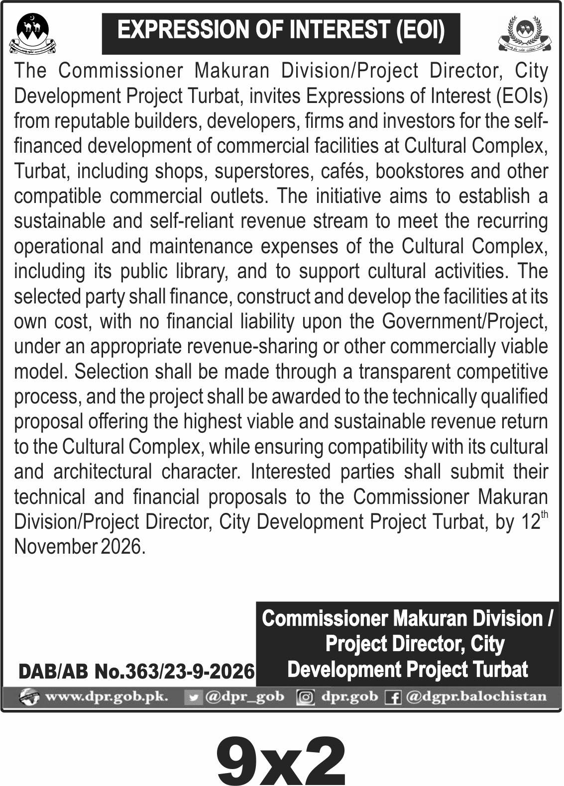 Expresstion in Interest (EOI)